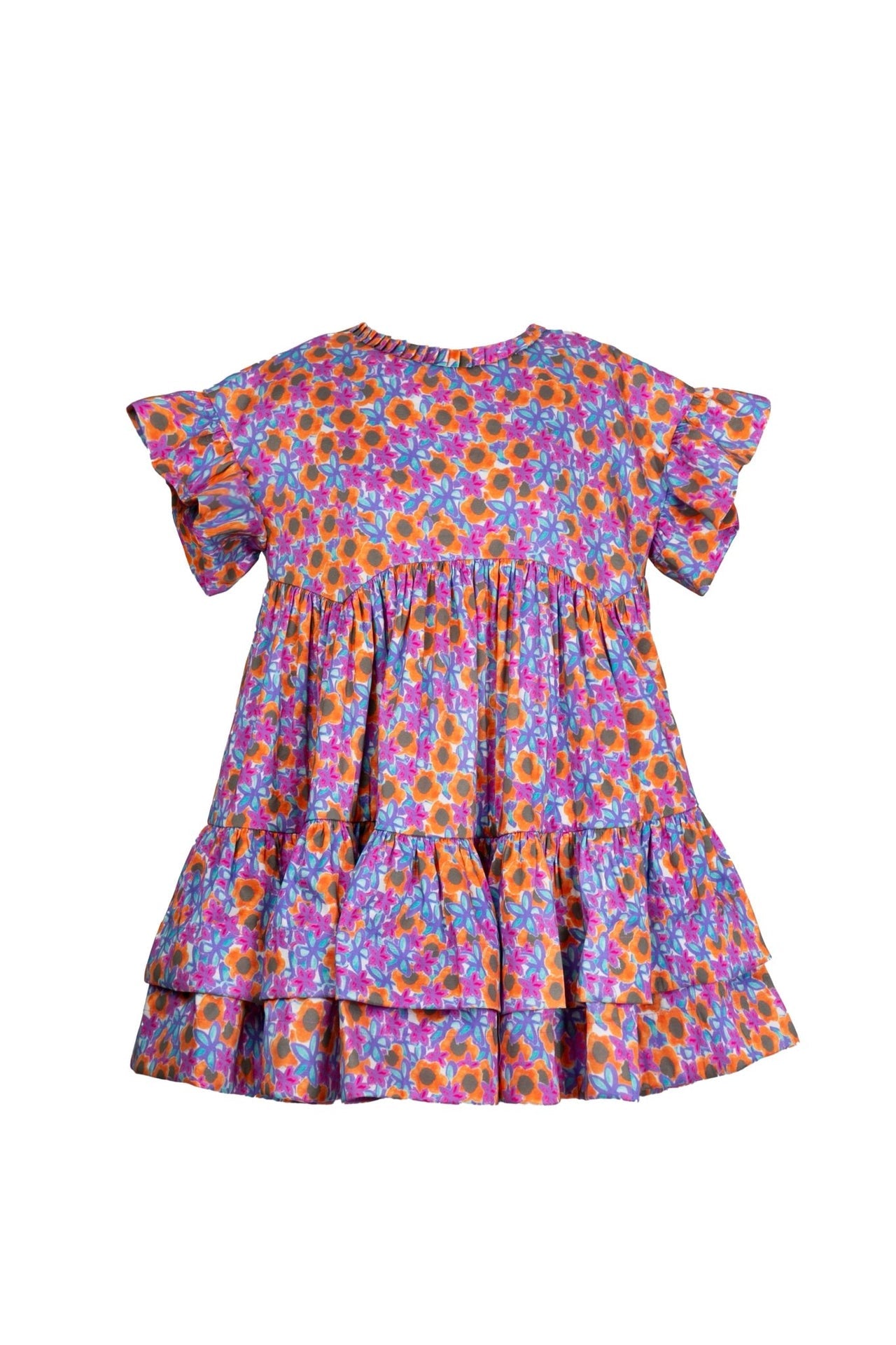 purple and coral dress Summer Girls Purple Coral Floral Chick Embroidered Dress Auraquise