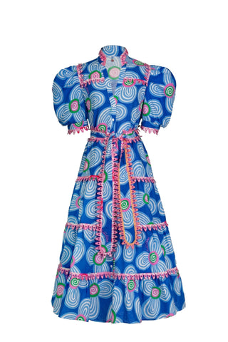 LOTTIE DRESS ACID FLOWERS BLUE - CELIA B