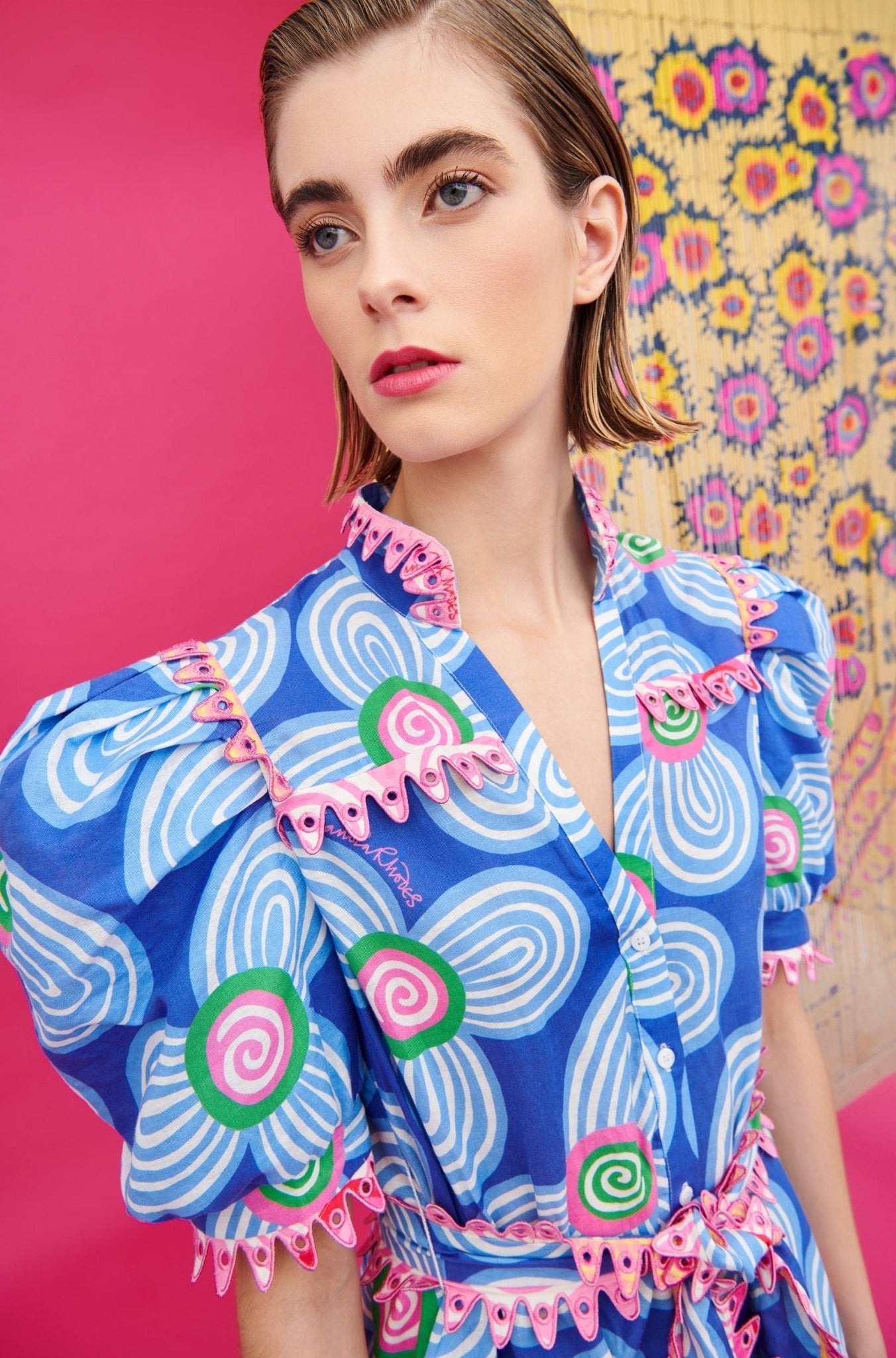 LOTTIE DRESS ACID FLOWERS BLUE