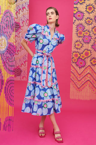 LOTTIE DRESS ACID FLOWERS BLUE - CELIA B