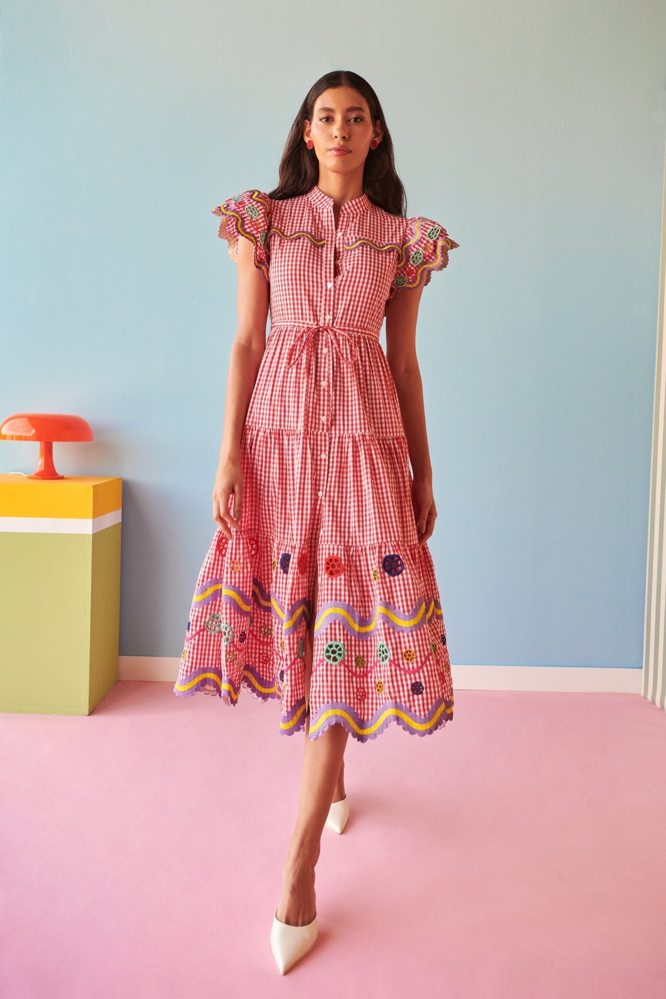 red and pink gingham dress The Savannah Dress in Red Gingham Beasha Studios