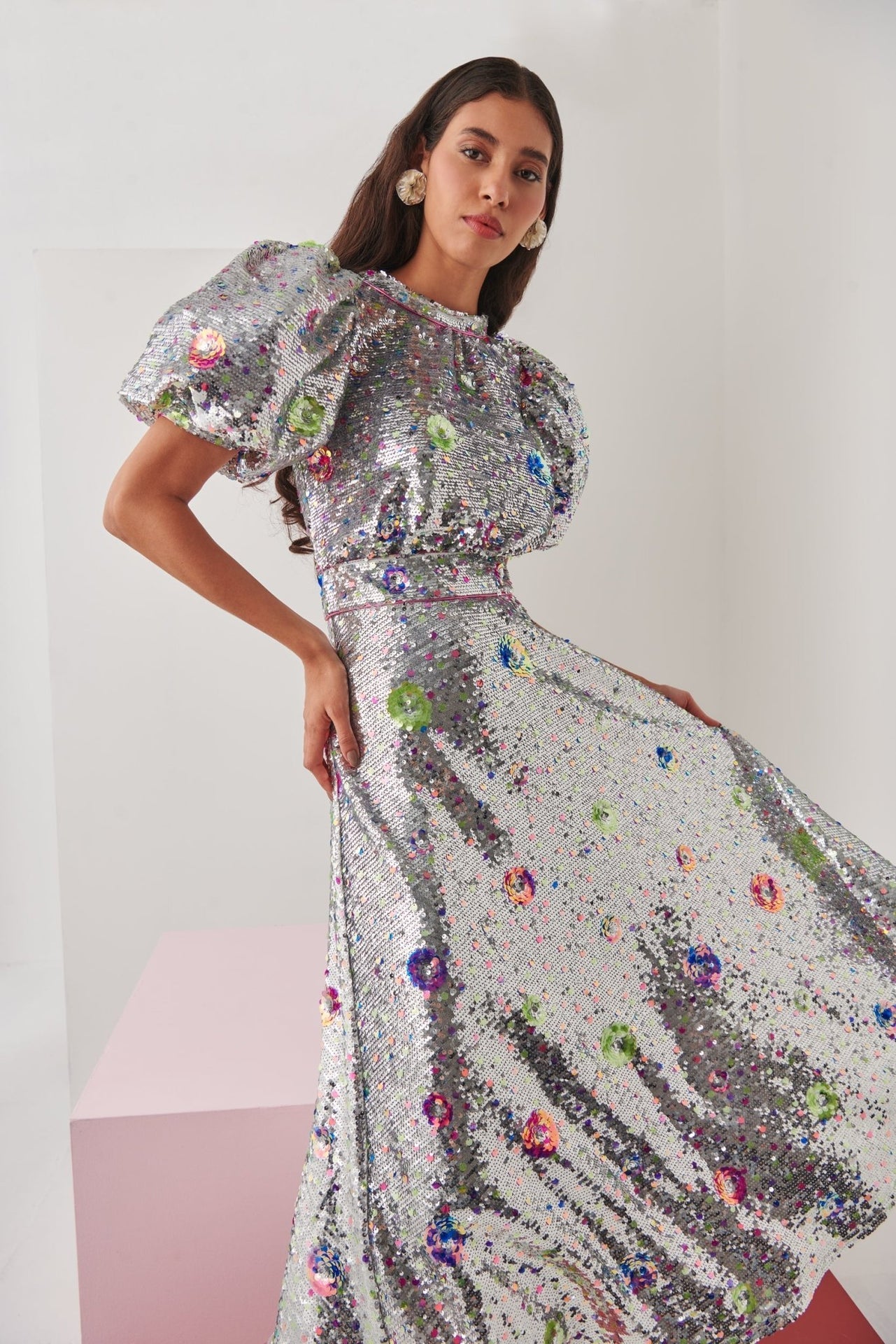 celia silver sequin maxi dress CeliaB Silvermoon Sequin Maxi Dress