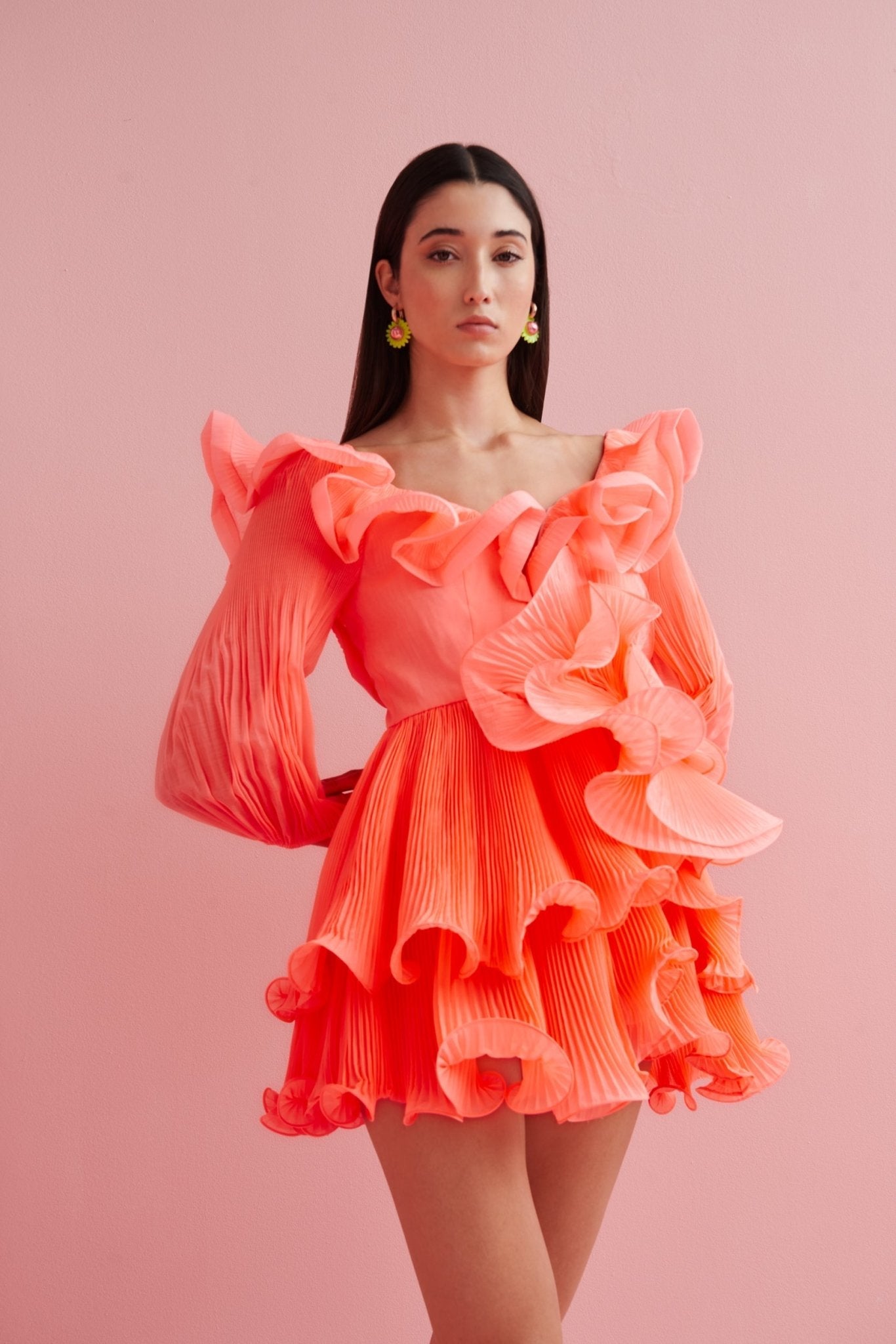 neon pink dress Out of Time Dress, Women's Dresses CityLux Boutique Base fabric is a soft velvet adorned with sequins Hot Pink | Neon Prom